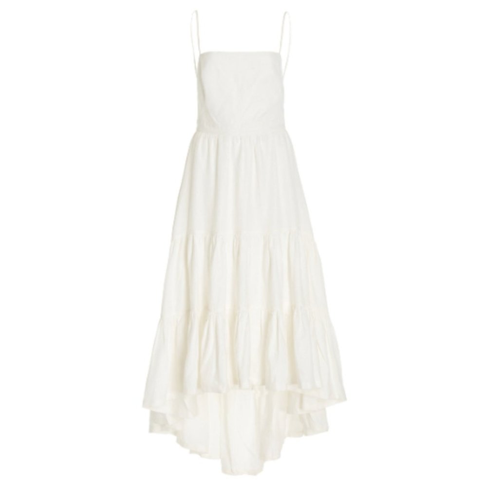 Andres Otalora La Sirena Tiered Linen Midi Dress